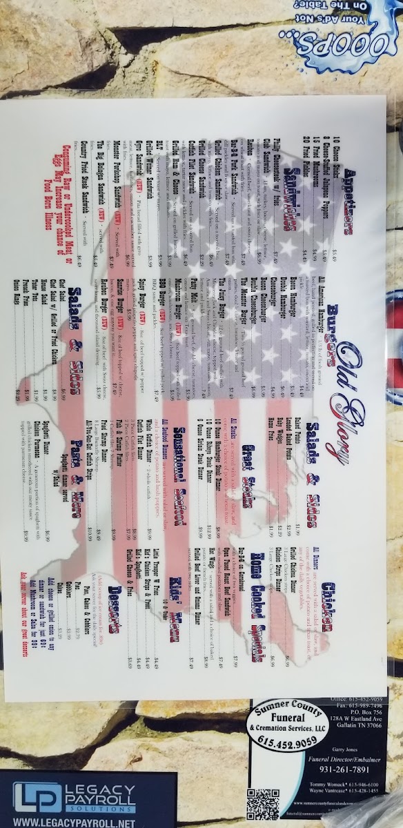 Menu Old Glory-9